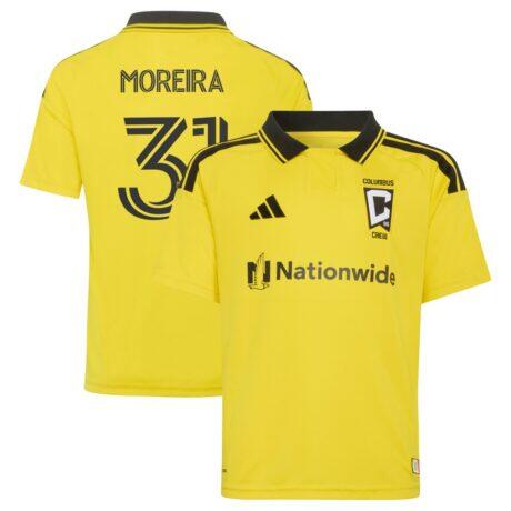 Steven Moreira Columbus Crew adidas Youth 2026 The Crafted for Excellence Kit Replica Jersey - Yellow - Front View