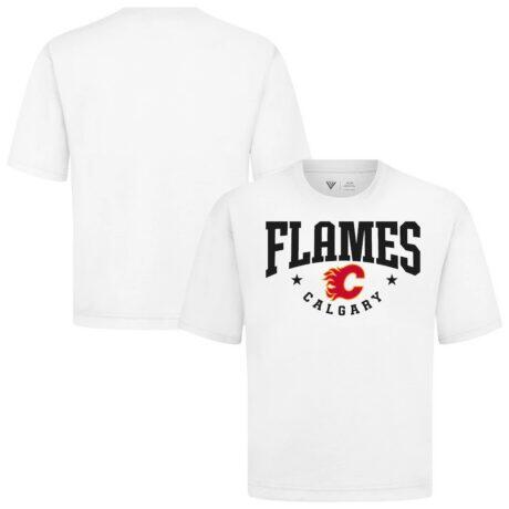 Calgary Flames Levelwear Luxe Signature Knit T-Shirt - White - Front View