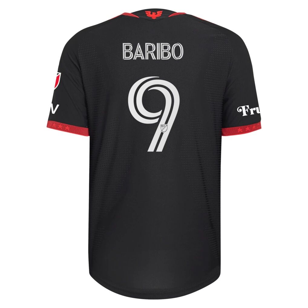 Tai Baribo D.C. United adidas  2026 Black-and-Red Kit On-Field Authentic Patch Jersey