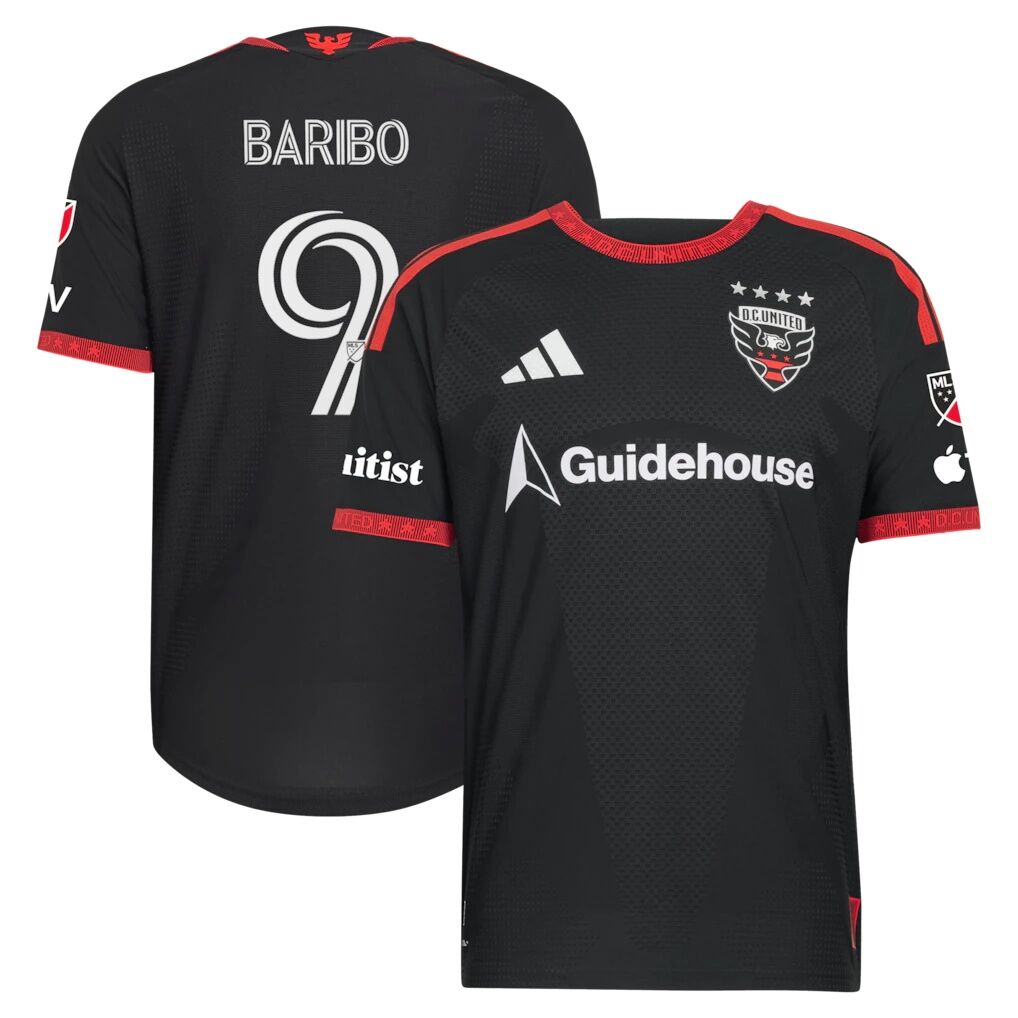 Tai Baribo D.C. United adidas  2026 Black-and-Red Kit On-Field Authentic Patch Jersey