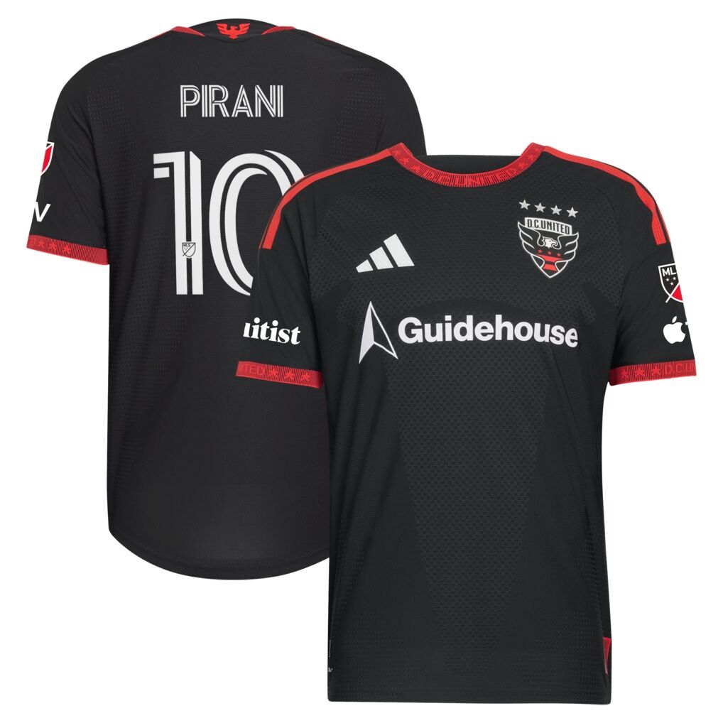 Gabriel Pirani D.C. United adidas  2026 Black-and-Red Kit On-Field Authentic Patch Jersey