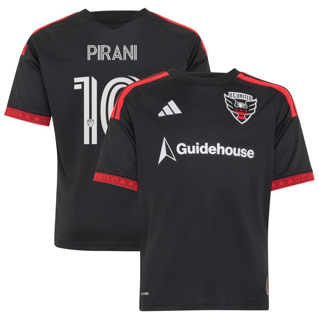 Gabriel Pirani D.C. United adidas Youth  2026 Black-and-Red Kit Replica Jersey