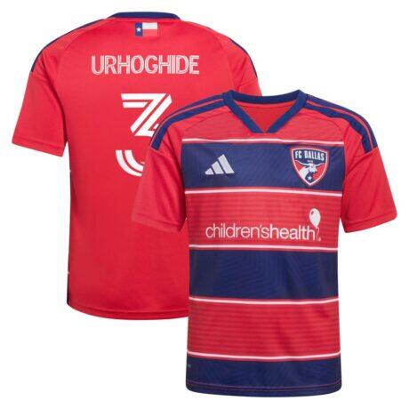 Osaze Urhoghide FC Dallas adidas Youth 2026 DNA Kit Replica Jersey - Red - Front View
