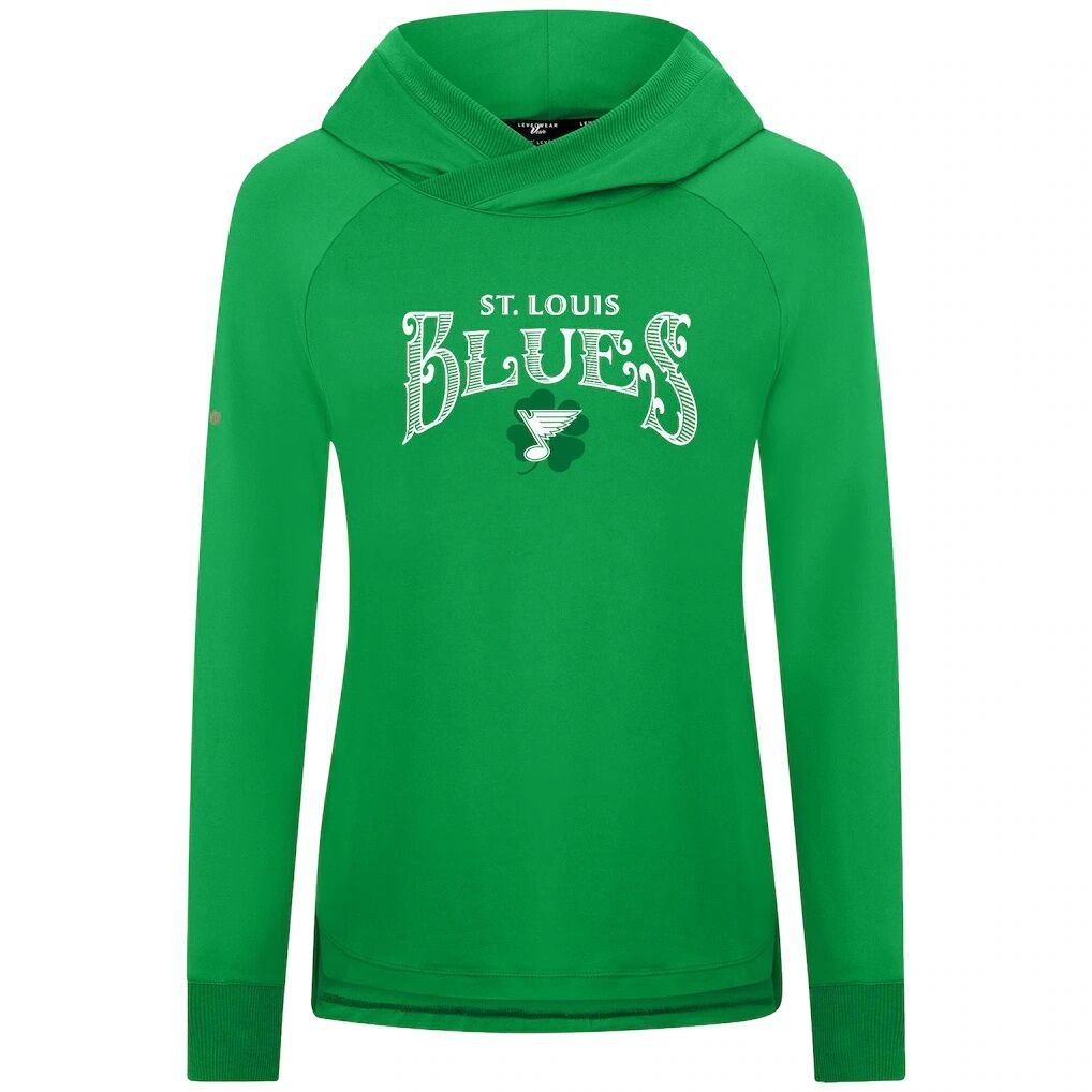 St. Louis Blues Levelwear Women's St. Patrick's Day Slender Raglan Hoodie - Kelly Green
