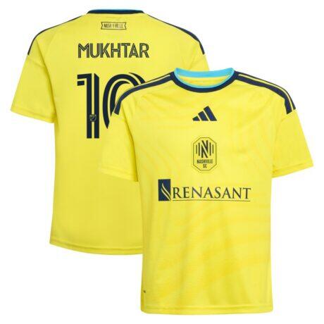 Hany Mukhtar Nashville SC adidas Youth 2026 The Reverb Kit Replica Jersey - Yellow - Front View