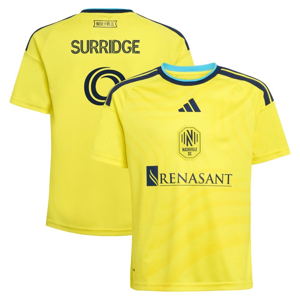 Sam Surridge Nashville SC adidas Youth 2026 The Reverb Kit Replica Jersey
