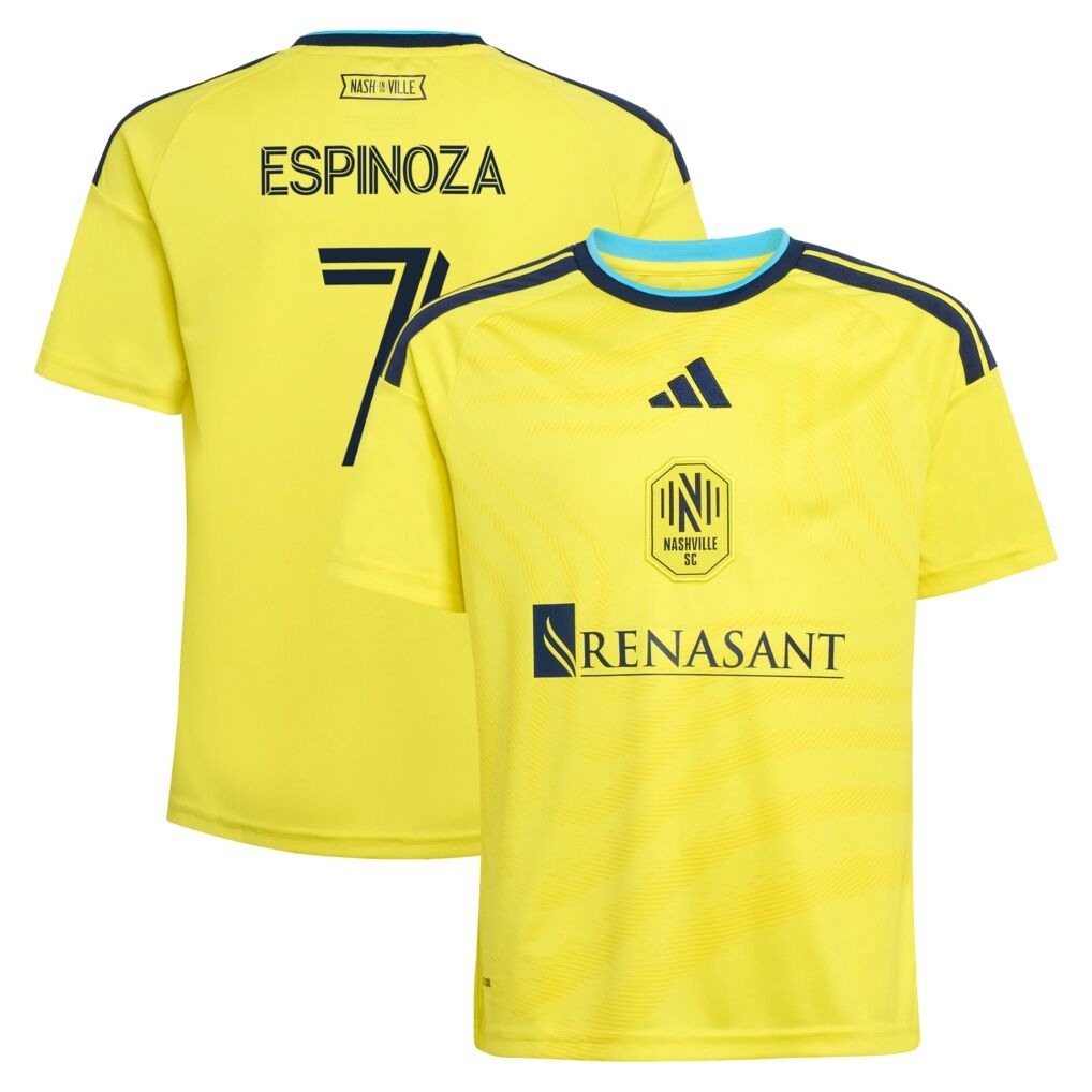 Cristian Espinoza Nashville SC adidas Youth 2026 The Reverb Kit Replica Jersey