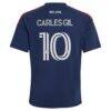 Carles Gil New England Revolution adidas Youth 2026 Independence Day Replica Jersey - Blue - Detail View