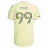 Kristoffer Velde Portland Timbers adidas 2026 Civic Stadium Kit On-Field Authentic Patch Jersey - Yellow - Detail View
