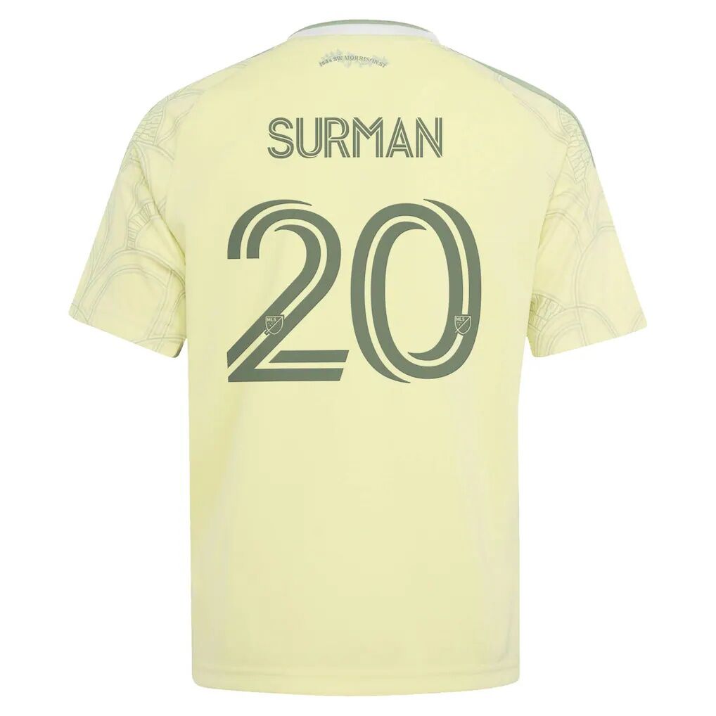 Finn Surman Portland Timbers adidas Youth 2026 Civic Stadium Kit Replica Jersey