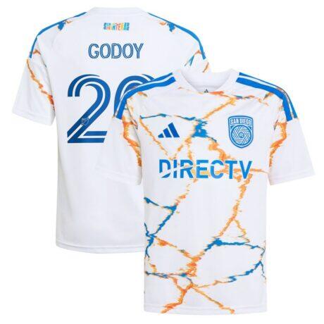 Anibal Godoy San Diego FC adidas Youth 2026 Unprecedented Unity Kit Replica Jersey - White - Front View