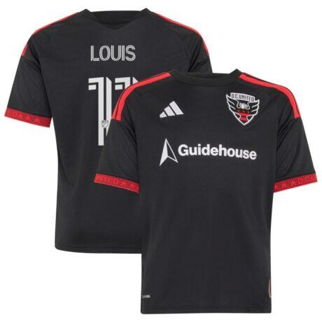 Louis Munteanu D.C. United adidas Youth 2026 Black-and-Red Kit Replica Jersey - Black - Front View