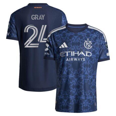 Tayvon Gray New York City FC adidas 2026 The All Nations Kit On-Field Authentic Patch Jersey - Blue - Front View