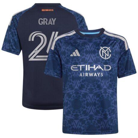Tayvon Gray New York City FC adidas Youth 2026 The All Nations Kit Replica Jersey - Blue - Front View