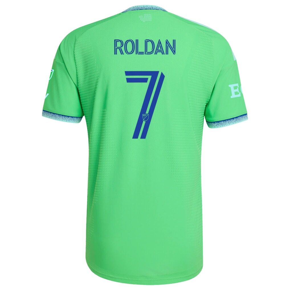 Cristian Roldan Seattle Sounders FC adidas 2026 The Evergreen State Kit On-Field Authentic Patch Jersey - Rave Green