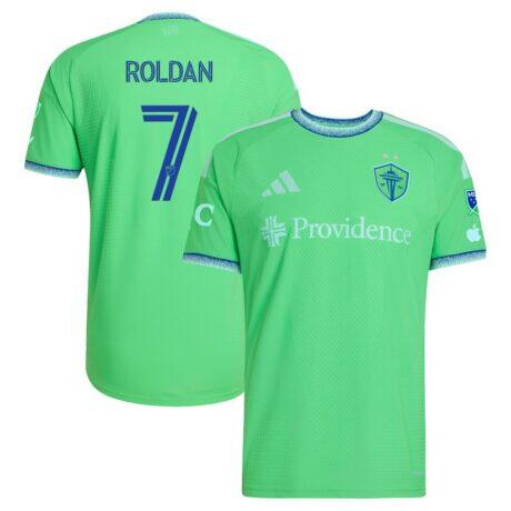 Cristian Roldan Seattle Sounders FC adidas 2026 The Evergreen State Kit On-Field Authentic Patch Jersey - - Front View