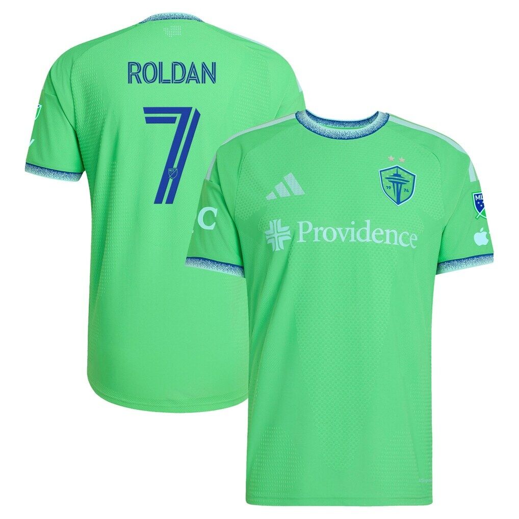 Cristian Roldan Seattle Sounders FC adidas 2026 The Evergreen State Kit On-Field Authentic Patch Jersey - Rave Green