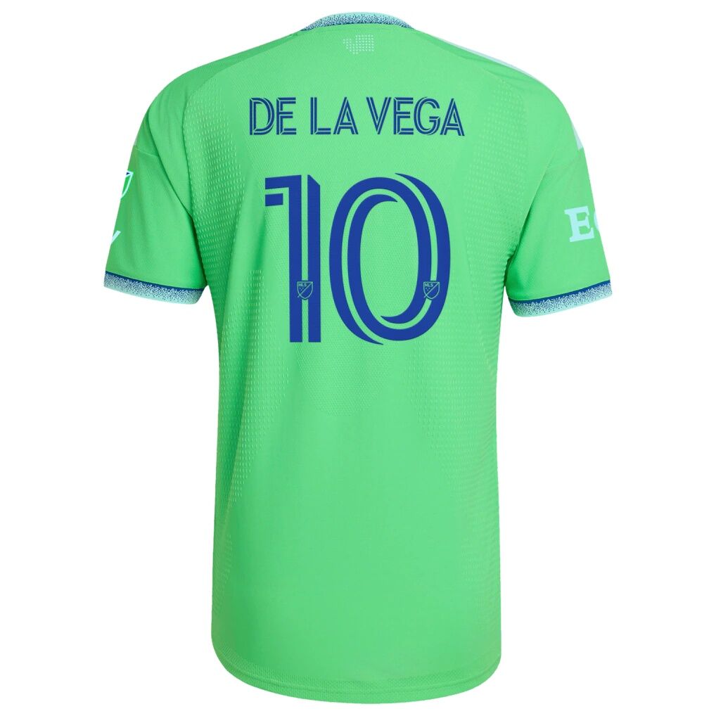 Pedro de la Vega Seattle Sounders FC adidas 2026 The Evergreen State Kit On-Field Authentic Patch Jersey - Rave Green