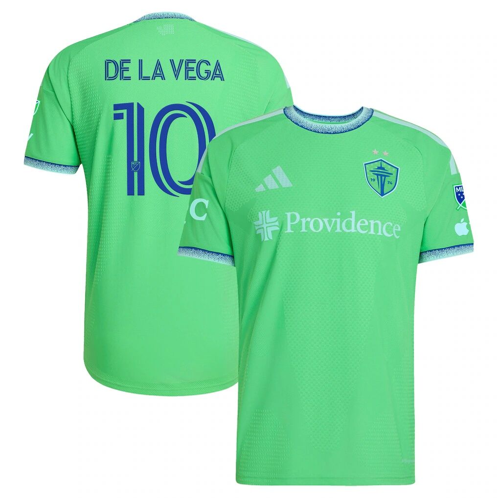 Pedro de la Vega Seattle Sounders FC adidas 2026 The Evergreen State Kit On-Field Authentic Patch Jersey - Rave Green