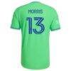Jordan Morris Seattle Sounders FC adidas 2026 The Evergreen State Kit On-Field Authentic Patch Jersey - - Detail View