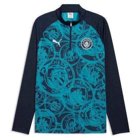 Manchester City Puma Quarter-Zip dryCELL Warm-Up Top - Navy - Alt1