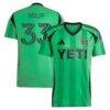 Owen Wolff Austin FC adidas 2025 The Heartbeat Kit Replica Jersey - Green - Front View