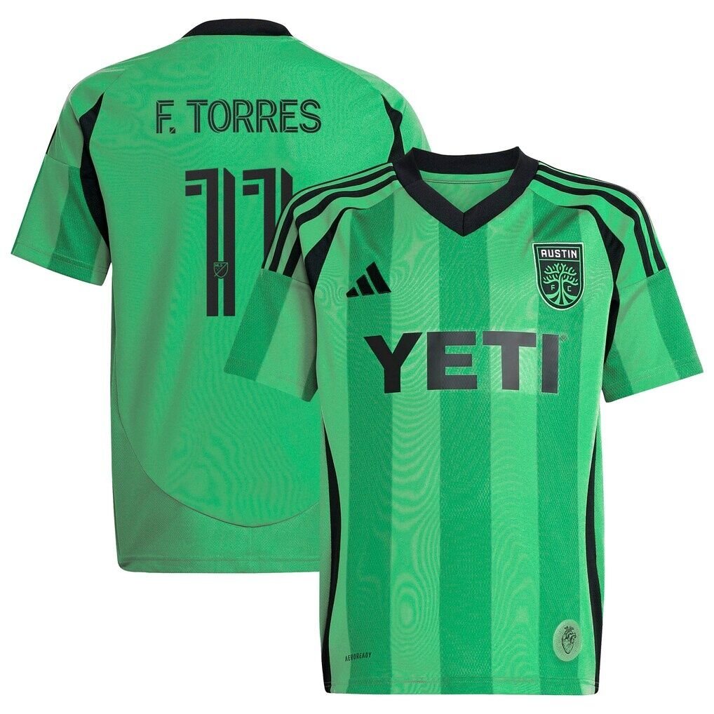 Facundo Torres Austin FC adidas Youth 2025 The Heartbeat Kit Replica Jersey