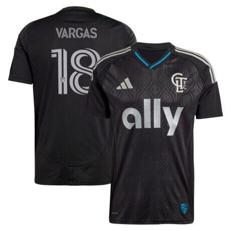 Kerwin Vargas Charlotte FC adidas 2025 Fortress Kit Replica Jersey - Black - Front View