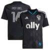 Pep Biel Charlotte FC adidas Youth 2025 Fortress Kit Replica Jersey - Black - Front View