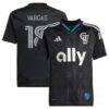 Kerwin Vargas Charlotte FC adidas Youth 2025 Fortress Kit Replica Jersey - Black - Front View