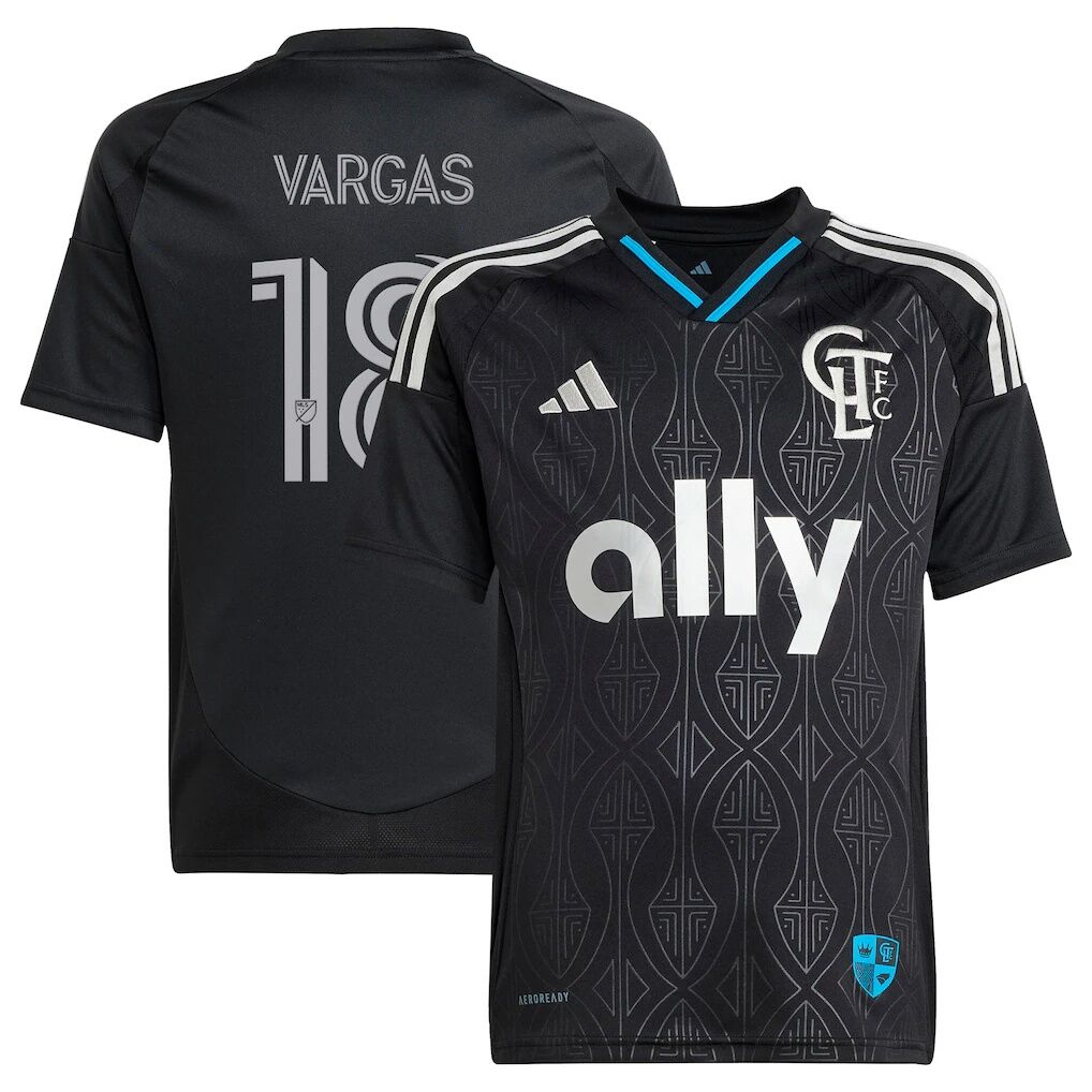 Kerwin Vargas Charlotte FC adidas Youth 2025 Fortress Kit Replica Jersey
