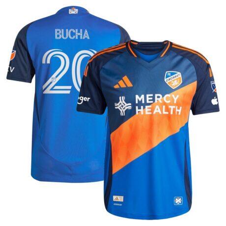 Pavel Bucha FC Cincinnati adidas 2025 Orange and Blue Legacy Kit On-Field Authentic Jersey - Blue - Front View