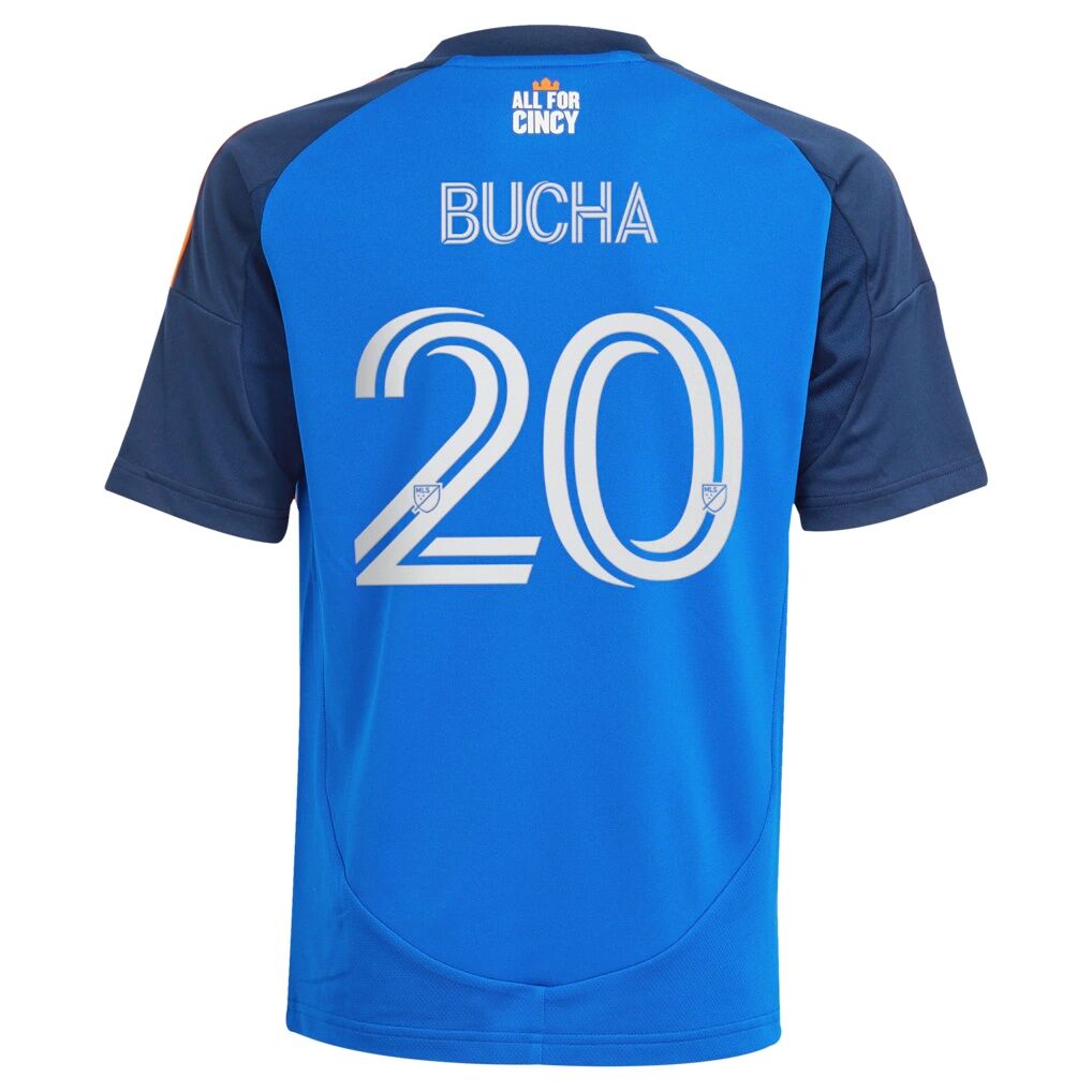 Pavel Bucha FC Cincinnati adidas Youth 2025 Orange and Blue Legacy Kit Replica Jersey