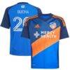 Pavel Bucha FC Cincinnati adidas Youth 2025 Orange and Blue Legacy Kit Replica Jersey - Blue - Front View