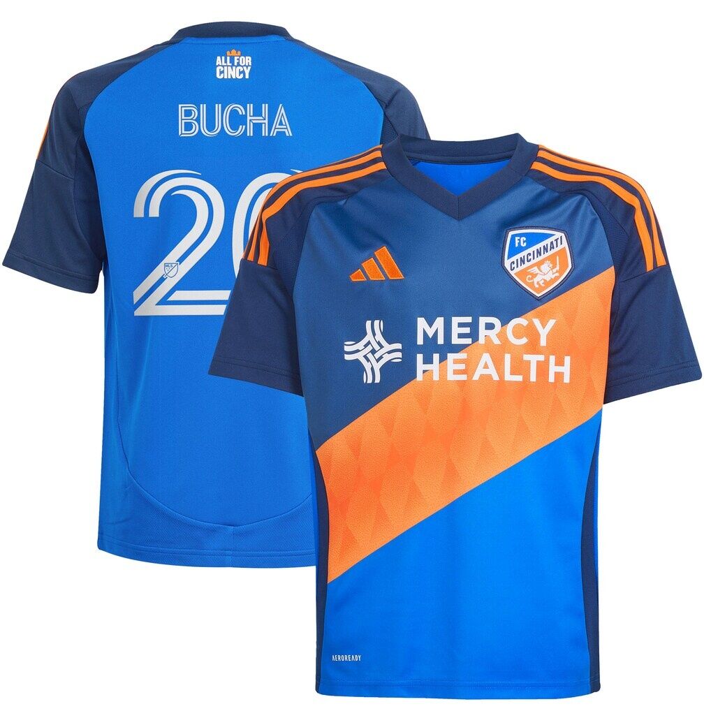 Pavel Bucha FC Cincinnati adidas Youth 2025 Orange and Blue Legacy Kit Replica Jersey