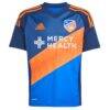 Pavel Bucha FC Cincinnati adidas Youth 2025 Orange and Blue Legacy Kit Replica Jersey - Blue - Side View