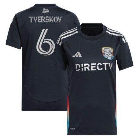 Jeppe Tverskov San Diego FC adidas Women's 2025 State of Flow Replica Jersey - Navy - Front View