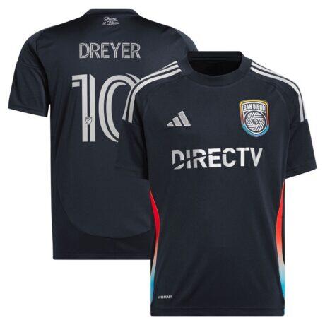 Anders Dreyer San Diego FC adidas Youth 2025 State of Flow Replica Jersey - Navy - Front View