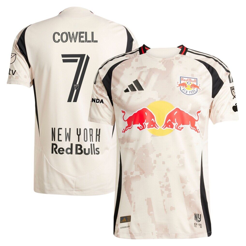 Cade Cowell New York Red Bulls adidas 2025 Stone Kit On-Field Authentic Jersey - Tan
