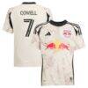Cade Cowell New York Red Bulls adidas Youth 2025 Stone Kit Replica Jersey - - Front View