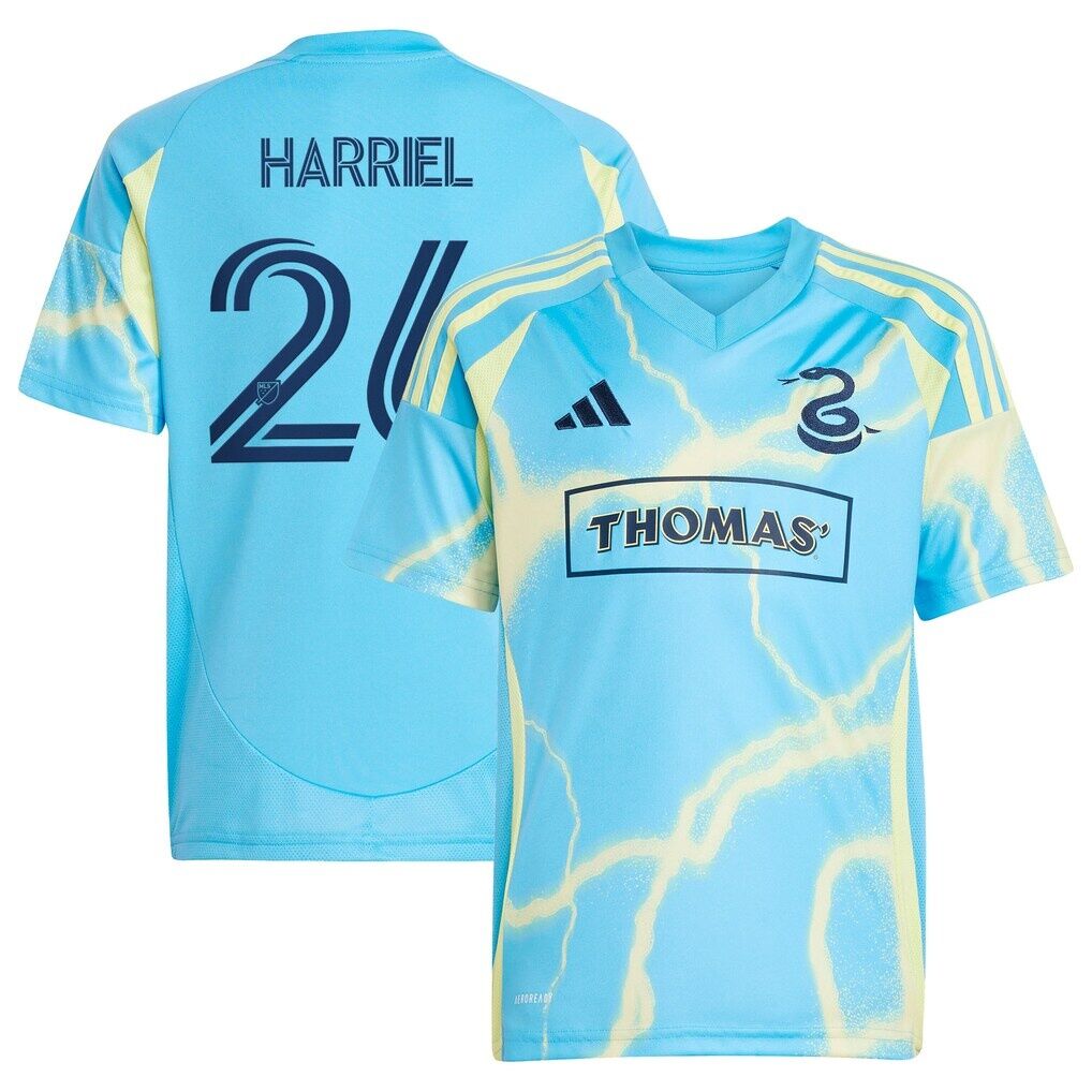 Nathan Harriel Philadelphia Union adidas Youth 2025 The Voltage Kit Replica Jersey