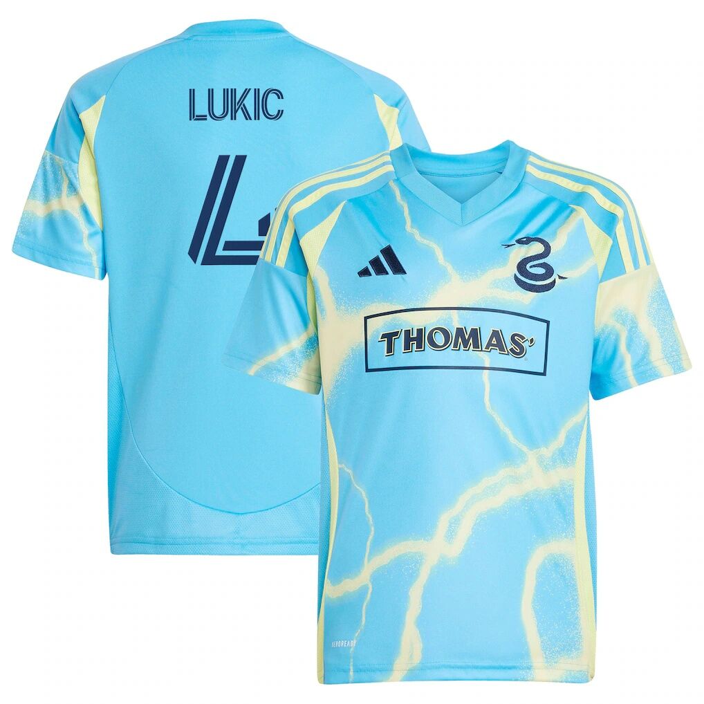 Jovan Lukić Philadelphia Union adidas Youth 2025 The Voltage Kit Replica Jersey