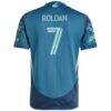 Cristian Roldan Seattle Sounders FC adidas 2025 The Salish Sea Kit On-Field Authentic Jersey - Blue - Detail View
