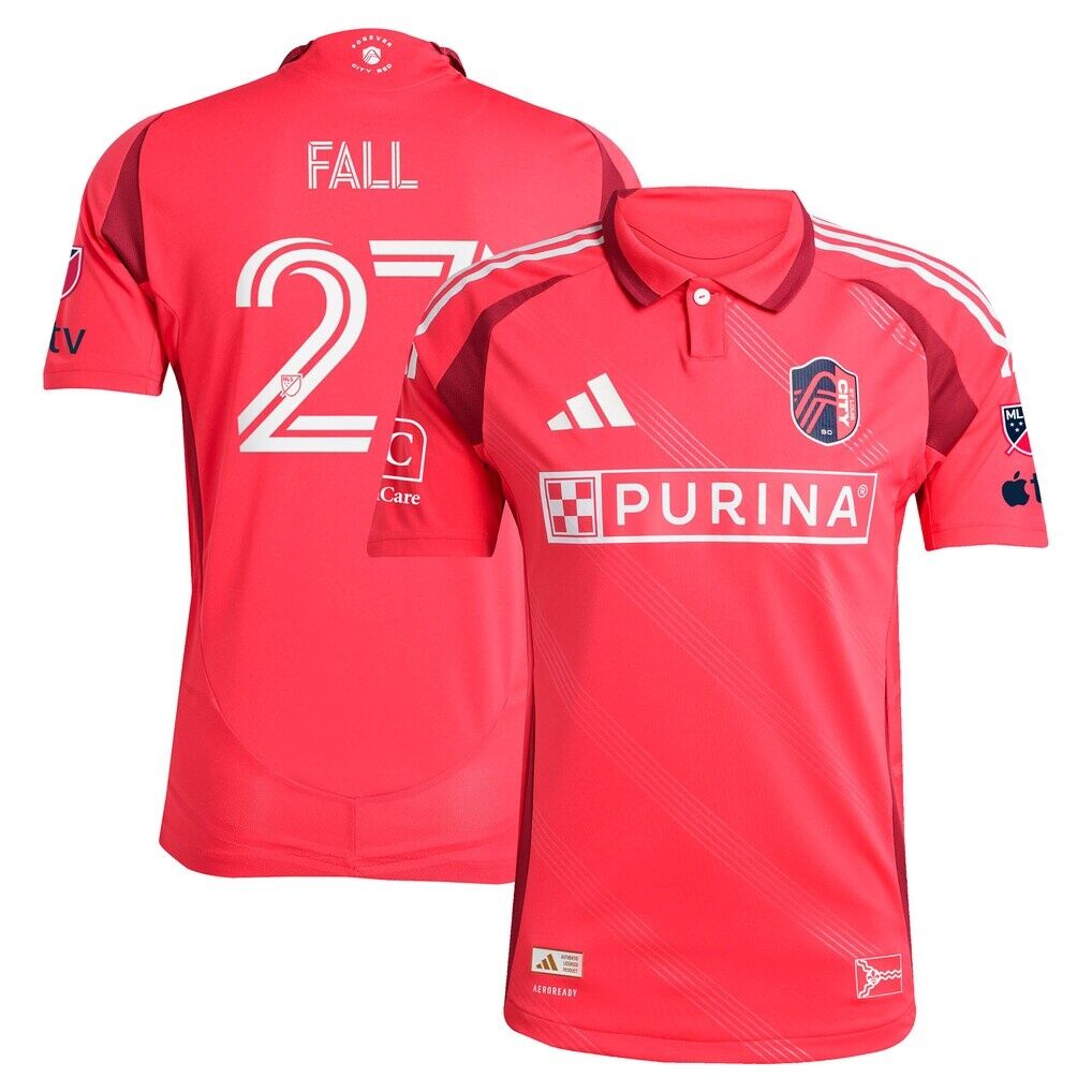 Fallou Fall St. Louis CITY SC adidas 2025 Forever CITY Red On-Field Authentic Jersey