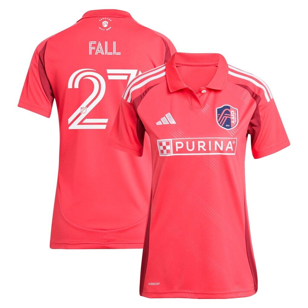 Fallou Fall St. Louis CITY SC adidas Women's 2025 Forever CITY Red Replica Jersey