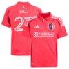Fallou Fall St. Louis CITY SC adidas Youth 2025 Forever CITY Red Replica Jersey - Red - Front View