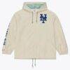 Mike Piazza New York Mets Mitchell & Ness Full-Snap Yacht Rock Name & Number Hooded Coach's Jacket - Cream - Front View