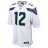12s Seattle Seahawks Nike Game Jersey - White - Side View