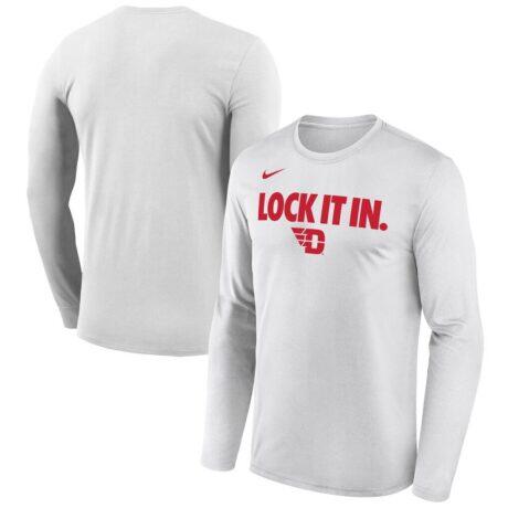 Dayton Flyers Nike 2026 On-Court Bench Long Sleeve T-Shirt - White - Front View