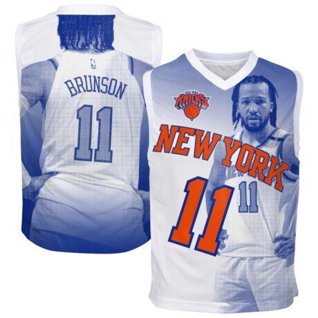 Jalen Brunson New York Knicks Outerstuff Youth Hometown Fashion Jersey - Blue - Front View